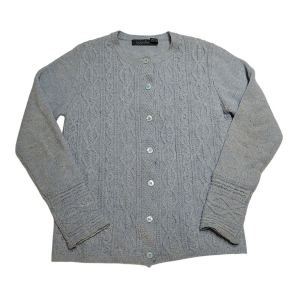 Ireland Eyes Light Blue Cable Knit Wool Cashmere Cardigan S